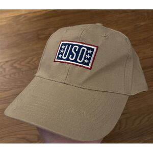 USO‎ Support Our Wounded Heroes Military Tan Khaki  Hat Cap Adjustable USA